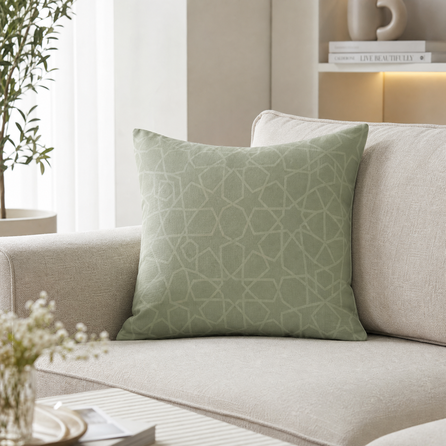 Ummah Harmony Throw Pillow: Sage Quiet Luxury for Your Home