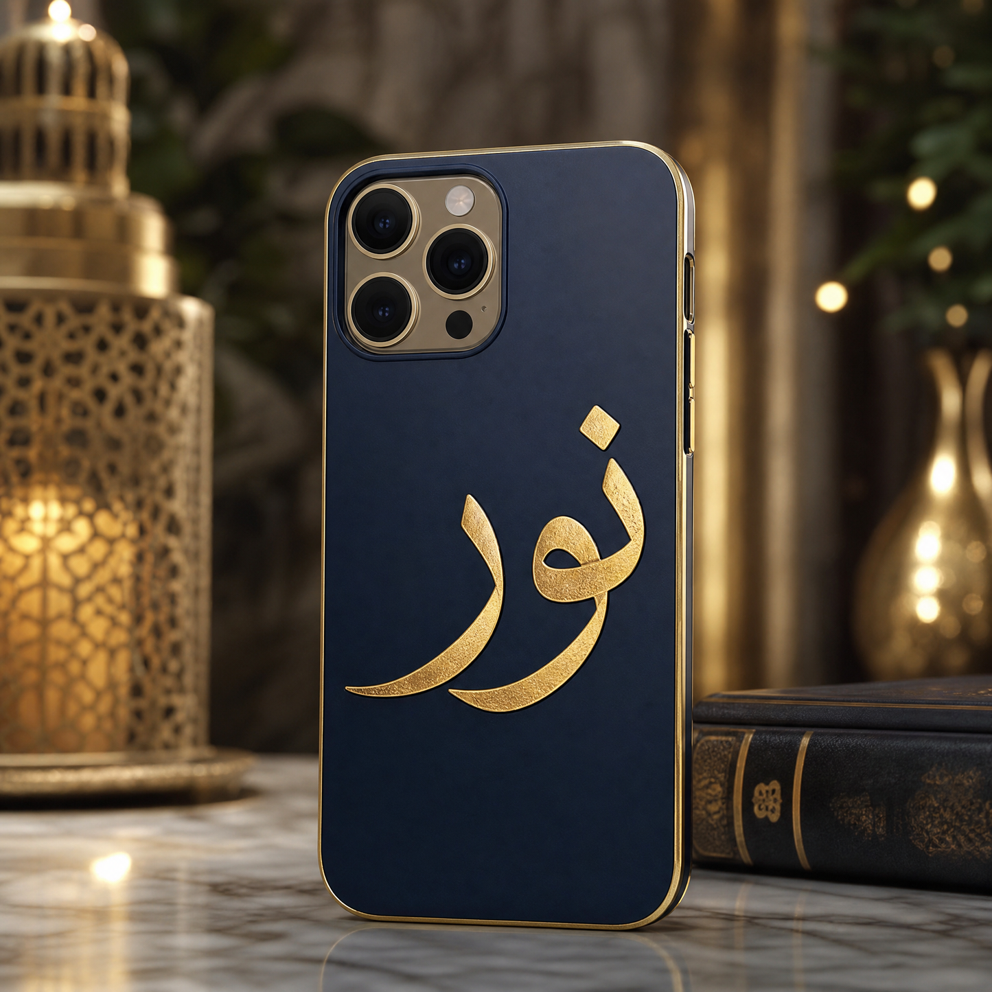 Noor Arabic Calligraphy Phone Case: Spiritual Light in Gold