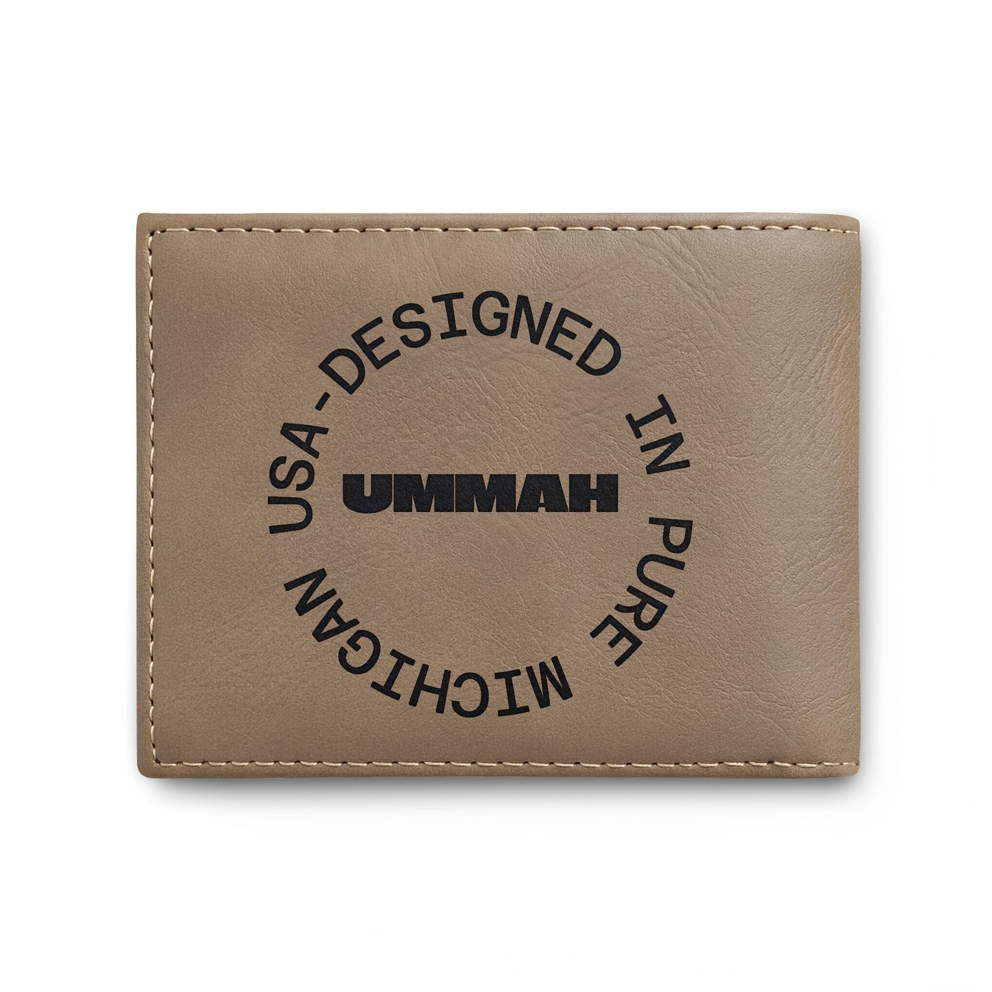 Charity Increases Wealth Bi-Fold Wallet — 'Ummah' USA-Designed Leather Cardholder
