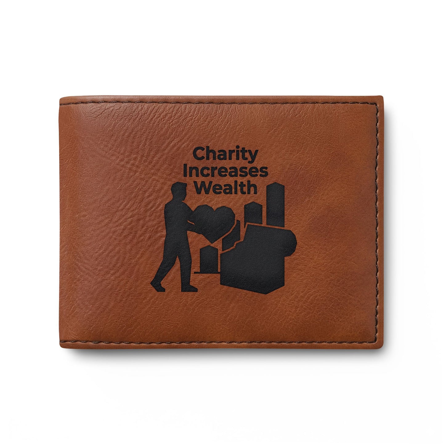Charity Increases Wealth Bi-Fold Wallet — 'Ummah' USA-Designed Leather Cardholder
