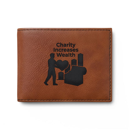 Charity Increases Wealth Bi-Fold Wallet — 'Ummah' USA-Designed Leather Cardholder