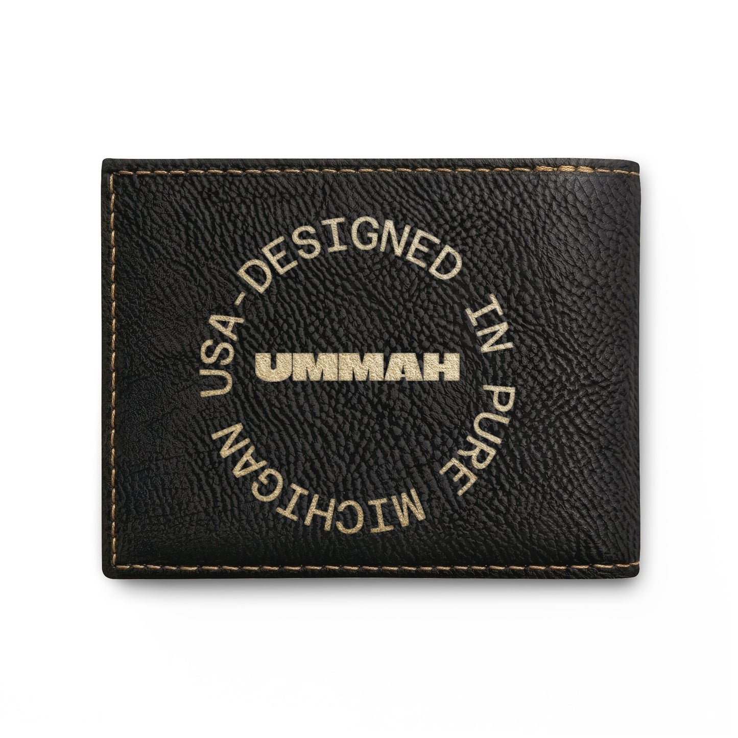 Charity Increases Wealth Bi-Fold Wallet — 'Ummah' USA-Designed Leather Cardholder