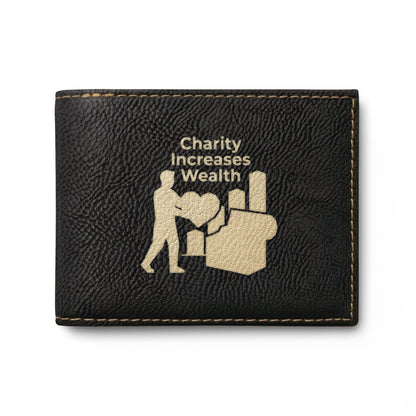 Charity Increases Wealth Bi-Fold Wallet — 'Ummah' USA-Designed Leather Cardholder