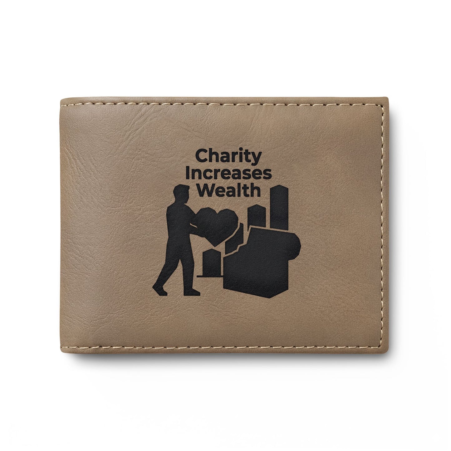 Charity Increases Wealth Bi-Fold Wallet — 'Ummah' USA-Designed Leather Cardholder