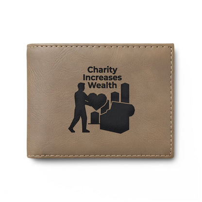 Charity Increases Wealth Bi-Fold Wallet — 'Ummah' USA-Designed Leather Cardholder