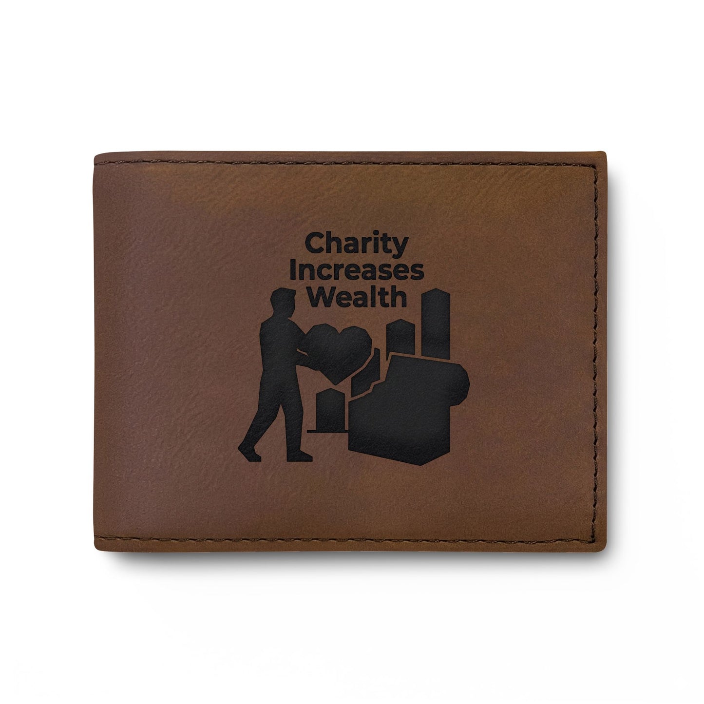 Charity Increases Wealth Bi-Fold Wallet — 'Ummah' USA-Designed Leather Cardholder