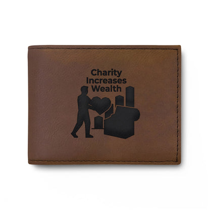 Charity Increases Wealth Bi-Fold Wallet — 'Ummah' USA-Designed Leather Cardholder