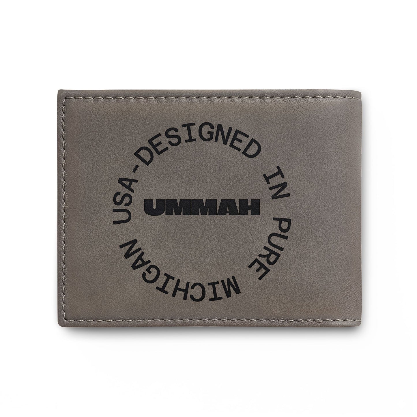 Charity Increases Wealth Bi-Fold Wallet — 'Ummah' USA-Designed Leather Cardholder