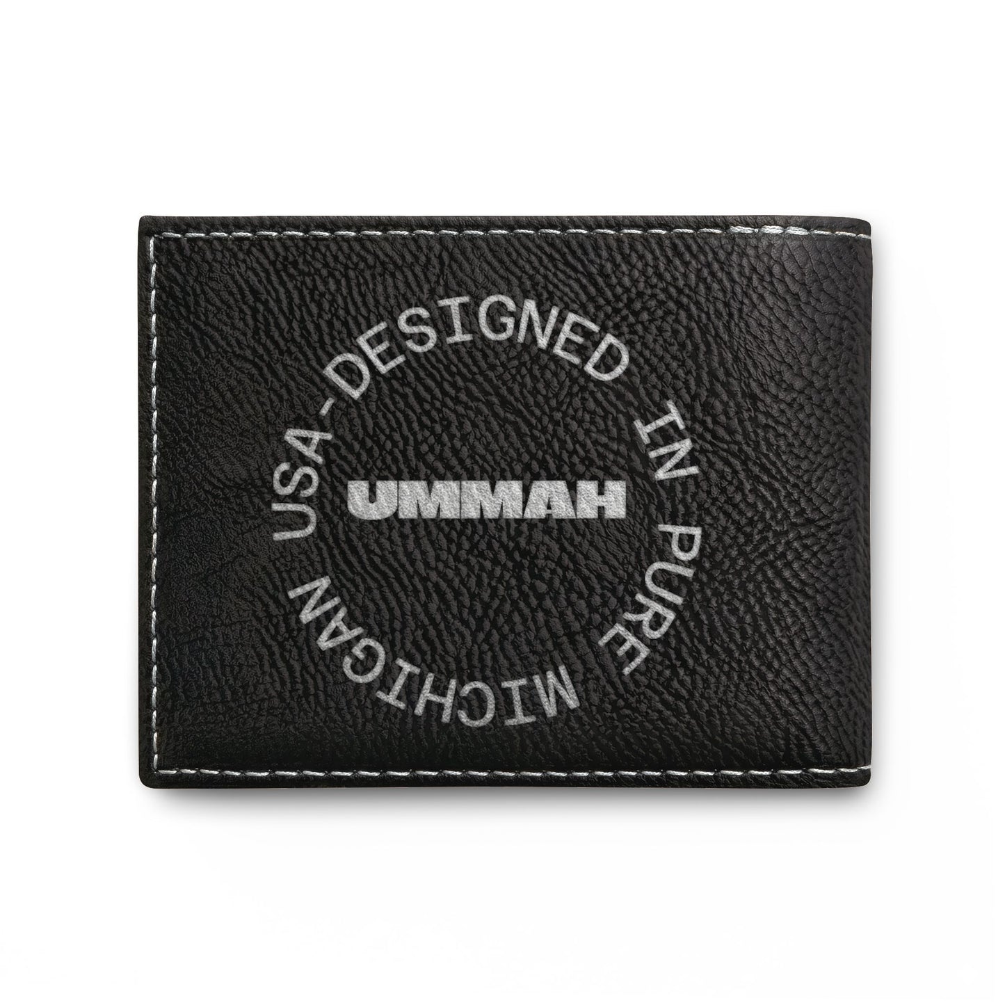 Charity Increases Wealth Bi-Fold Wallet — 'Ummah' USA-Designed Leather Cardholder