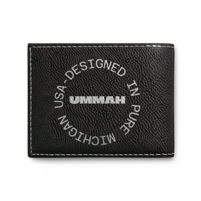 Charity Increases Wealth Bi-Fold Wallet — 'Ummah' USA-Designed Leather Cardholder