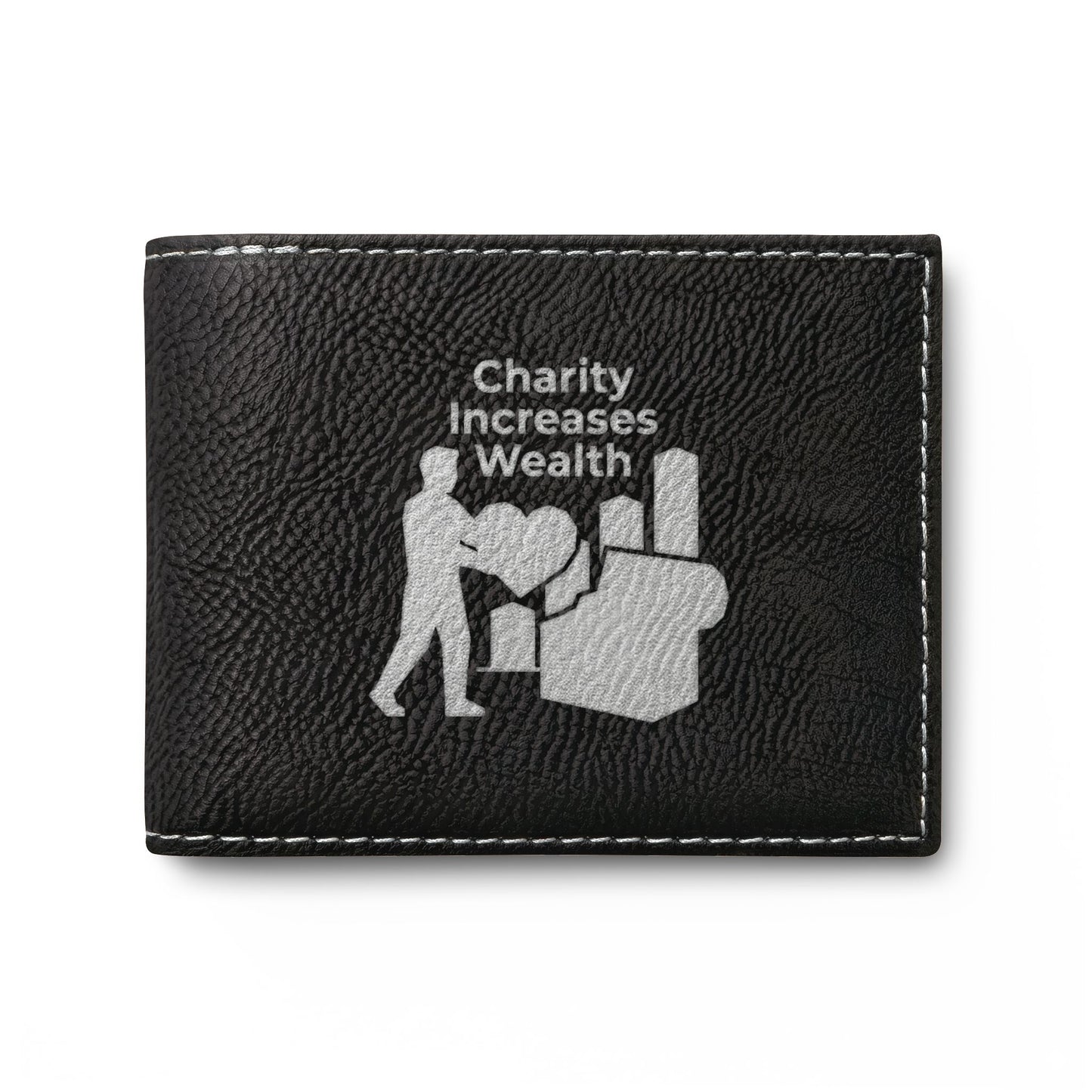 Charity Increases Wealth Bi-Fold Wallet — 'Ummah' USA-Designed Leather Cardholder