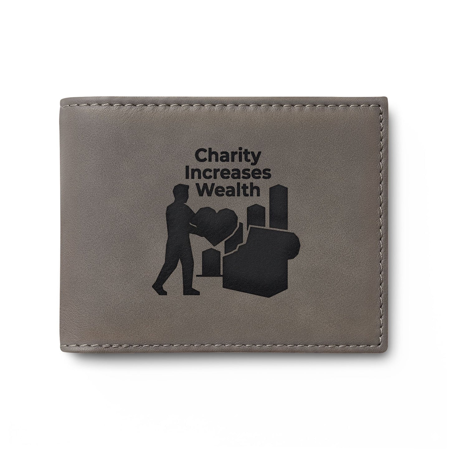 Charity Increases Wealth Bi-Fold Wallet — 'Ummah' USA-Designed Leather Cardholder